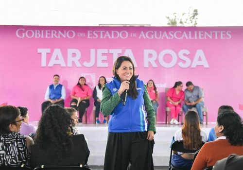 TERE JIMÉNEZ ENTREGA TARJETAS ROSAS A MUJERES DE PABELLÓN DE ARTEAGA Y RECONOCE SU LABOR SOCIAL