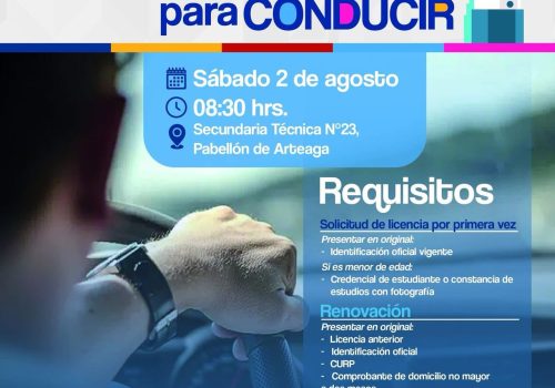 ¡Atención Pabellón de Arteaga! Este sábado 2 de agosto podrás realizar tu trámite de licencia para conducir sin salir del municipio.