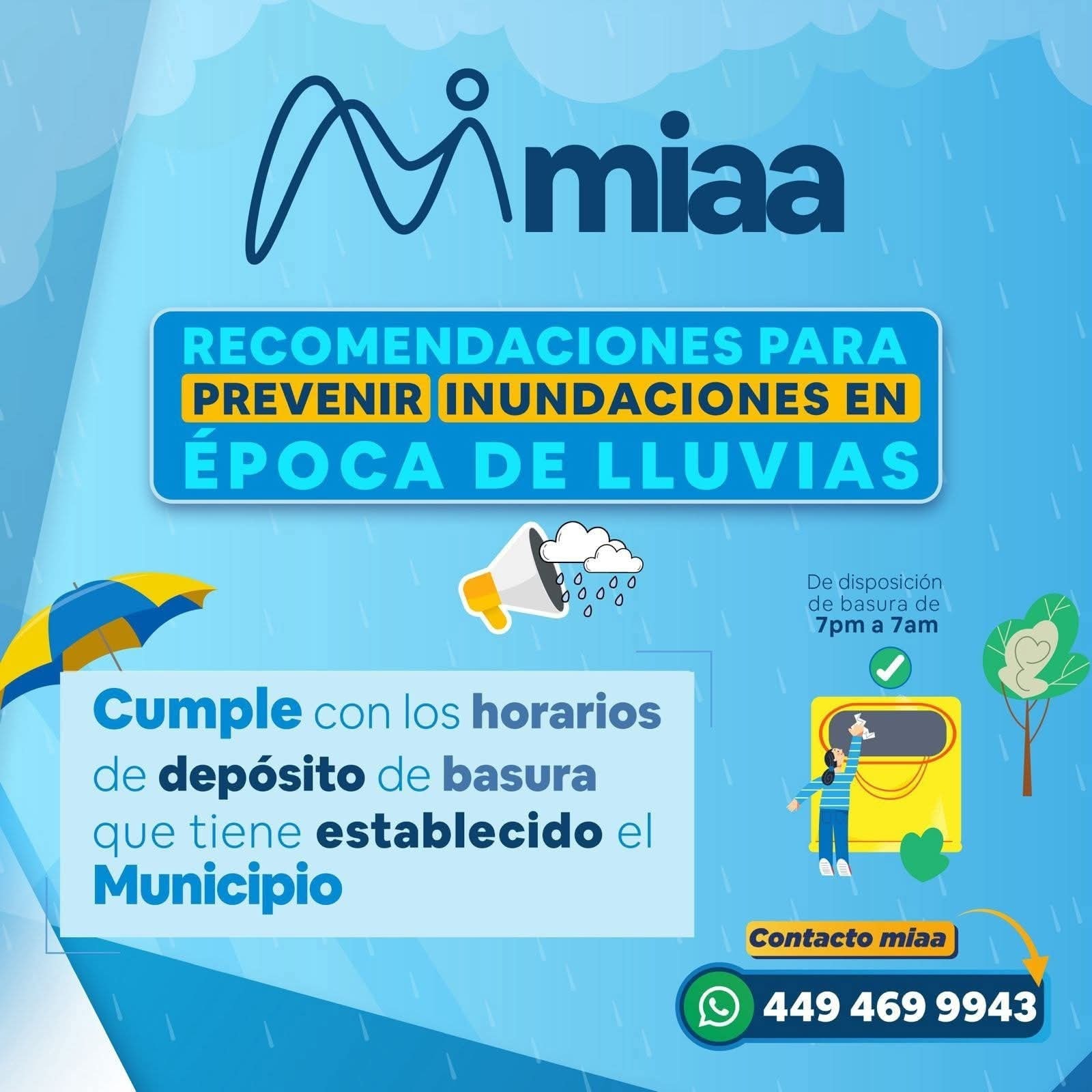 ⛈️🤝En esta época de lluvia juntos podemos prevenir inundaciones y daños en casas, escuelas, negocios, calles y avenidas, por lo que te pedimos seguir las siguientes recomendaciones: