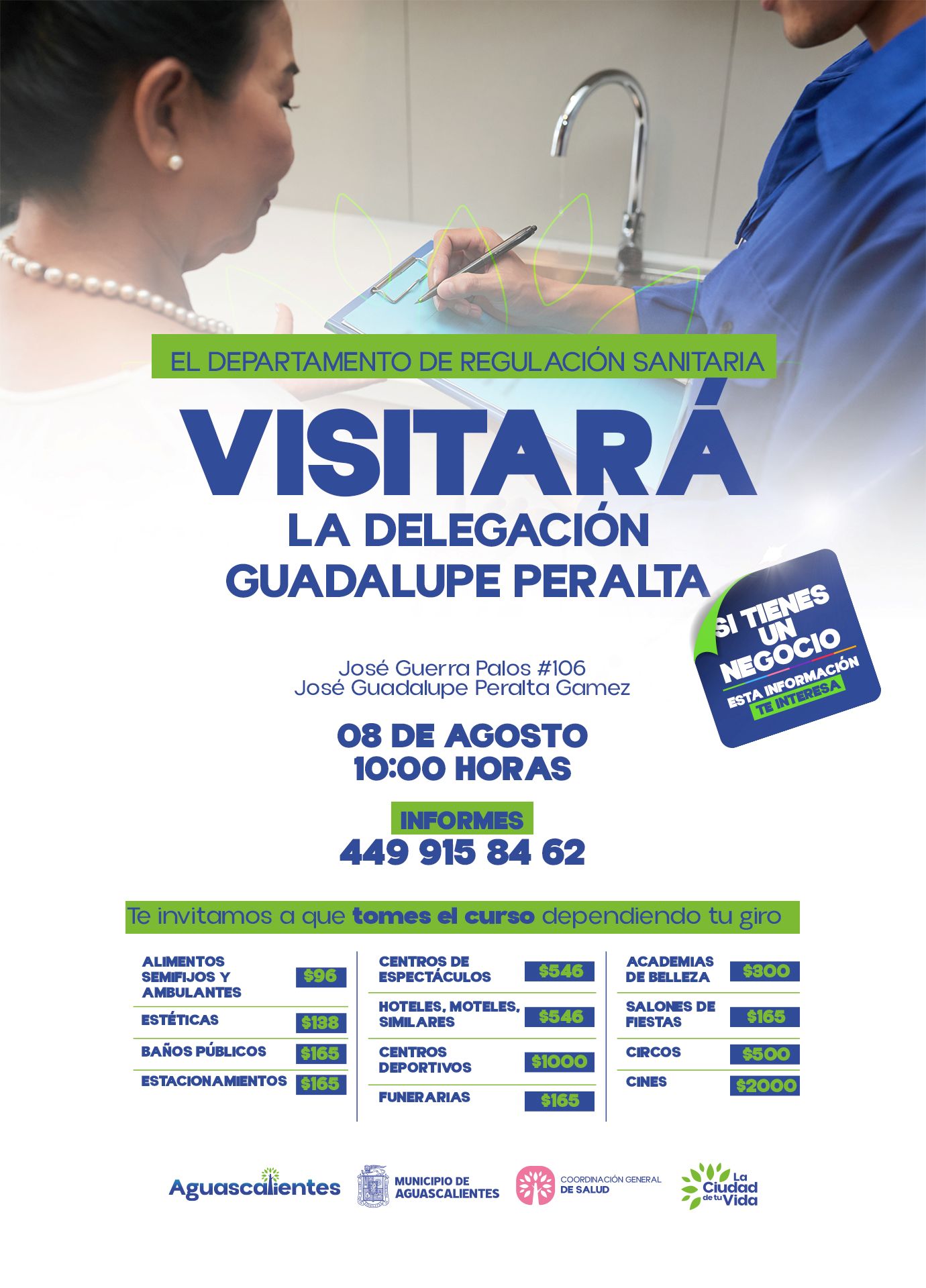 IMPARTIRÁN CURSOS DE REGULACIÓN SANITARIA EN LA DELEGACIÓN GUADALUPE PERALTA