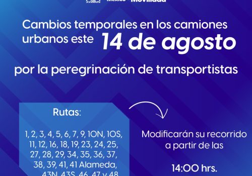 Cambios en itinerarios de rutas este 14 y 15 de agosto