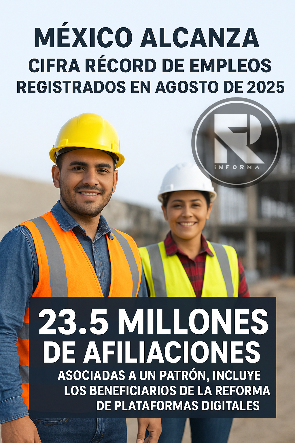 México alcanza cifra récord de empleos registrados en agosto de 2025: más de 22.4 millones de puestos afiliados al IMSS