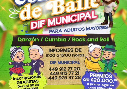 INVITA DIF MUNICIPAL A ADULTOS MAYORES A PARTICIPAR EN EL PRIMER GRAN CONCURSO DE BAILE “DANZÓN, CUMBIA Y ROCK & ROLL”