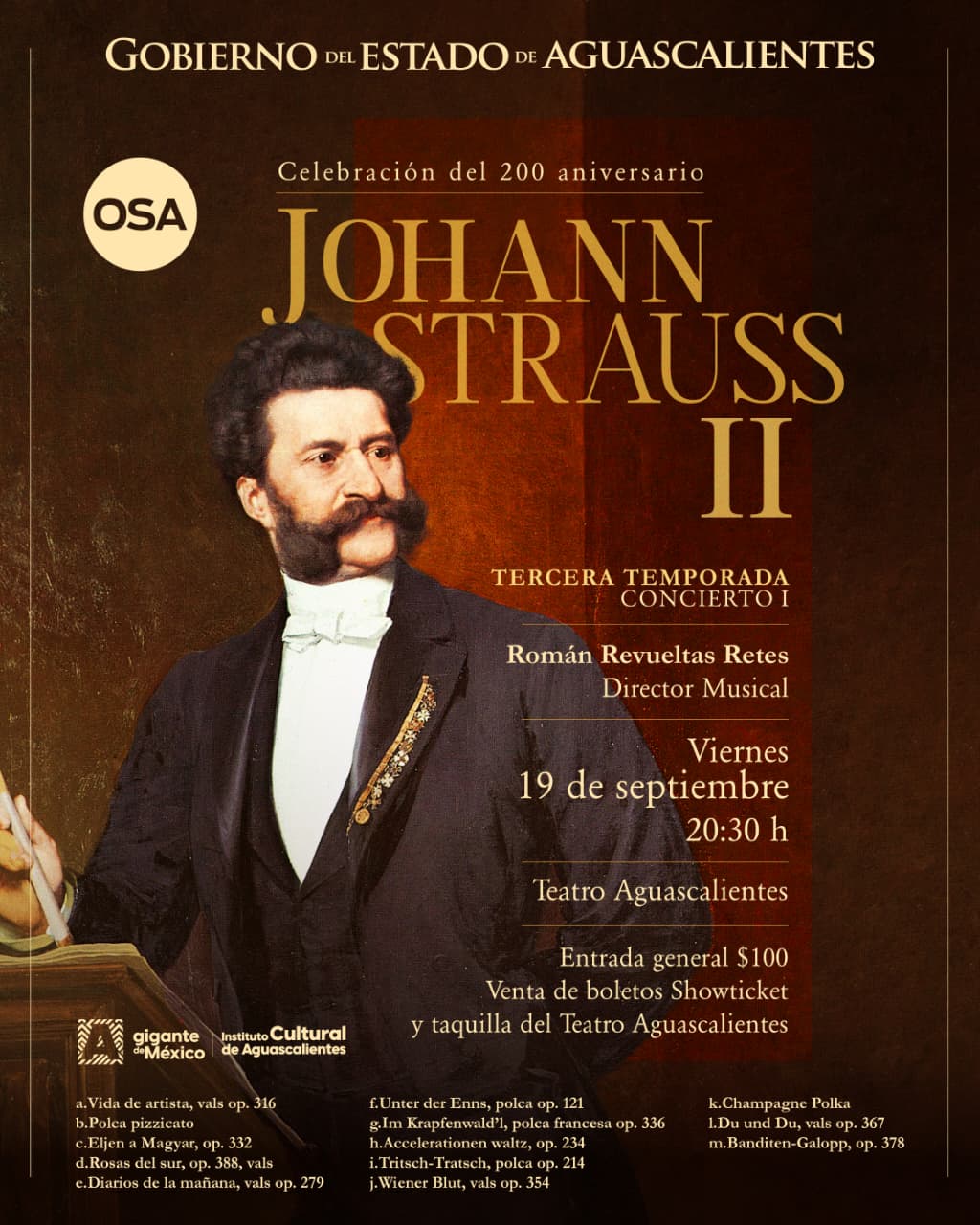DISFRUTA DE UNA NOCHE ESPECIAL CON LA ORQUESTA SINFÓNICA DE AGUASCALIENTES ESTE VIERNES 19 DE SEPTIEMBRE