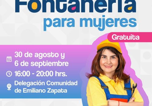 👩‍🔧✨ Desde el Instituto Pabellonense de las Mujeres, en coordinación con CAPAPA e INAGUA, te invitamos a participar en la Capacitación gratuita de Fontanería para Mujeres.