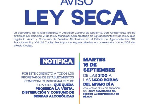 SE IMPLEMENTARÁ LEY SECA CON MOTIVO DEL CCXV ANIVERSARIO DE LA INDEPENDENCIA DE MÉXICO