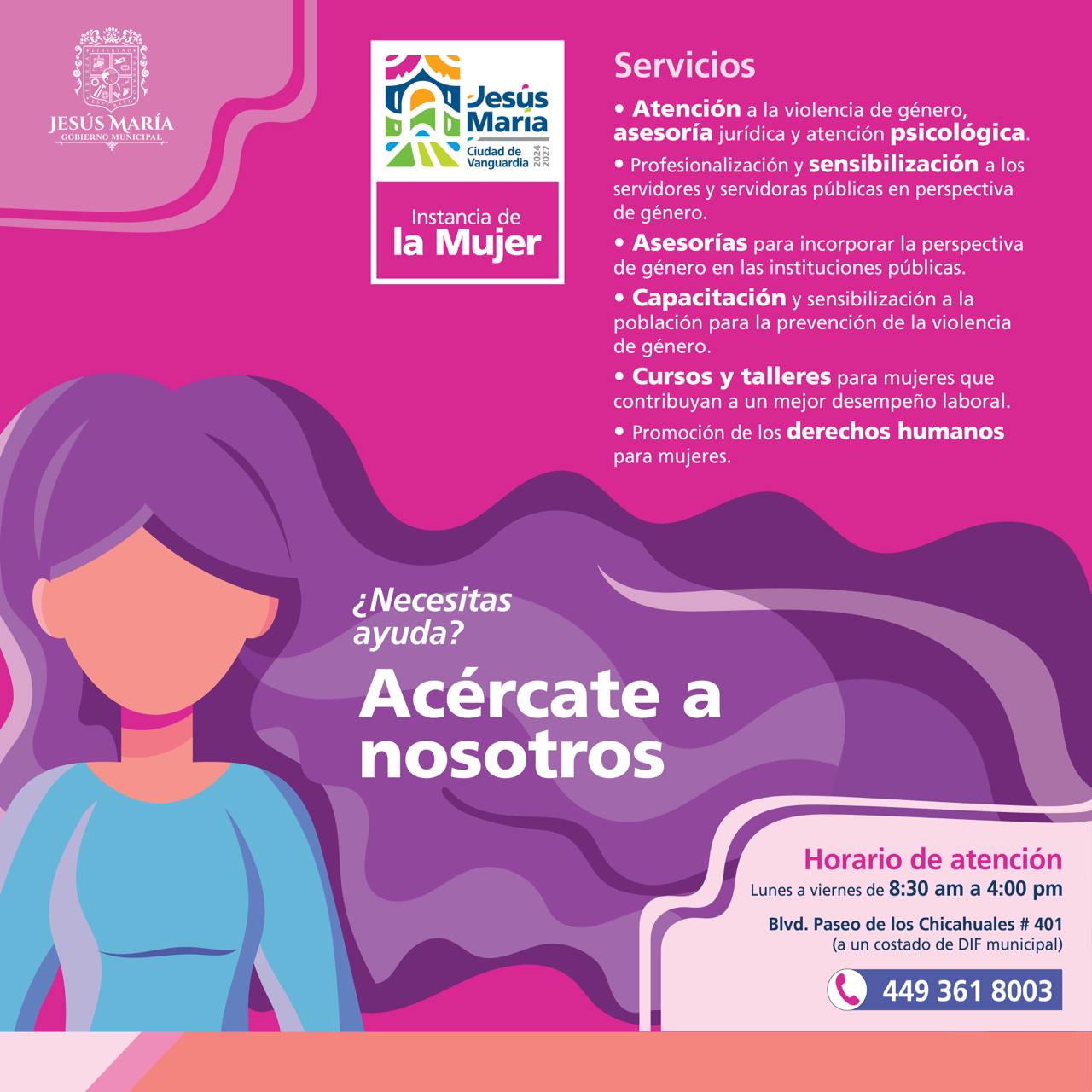 🙋🏻‍♀️La Instancia de la Mujer de Jesús María está para apoyarte.