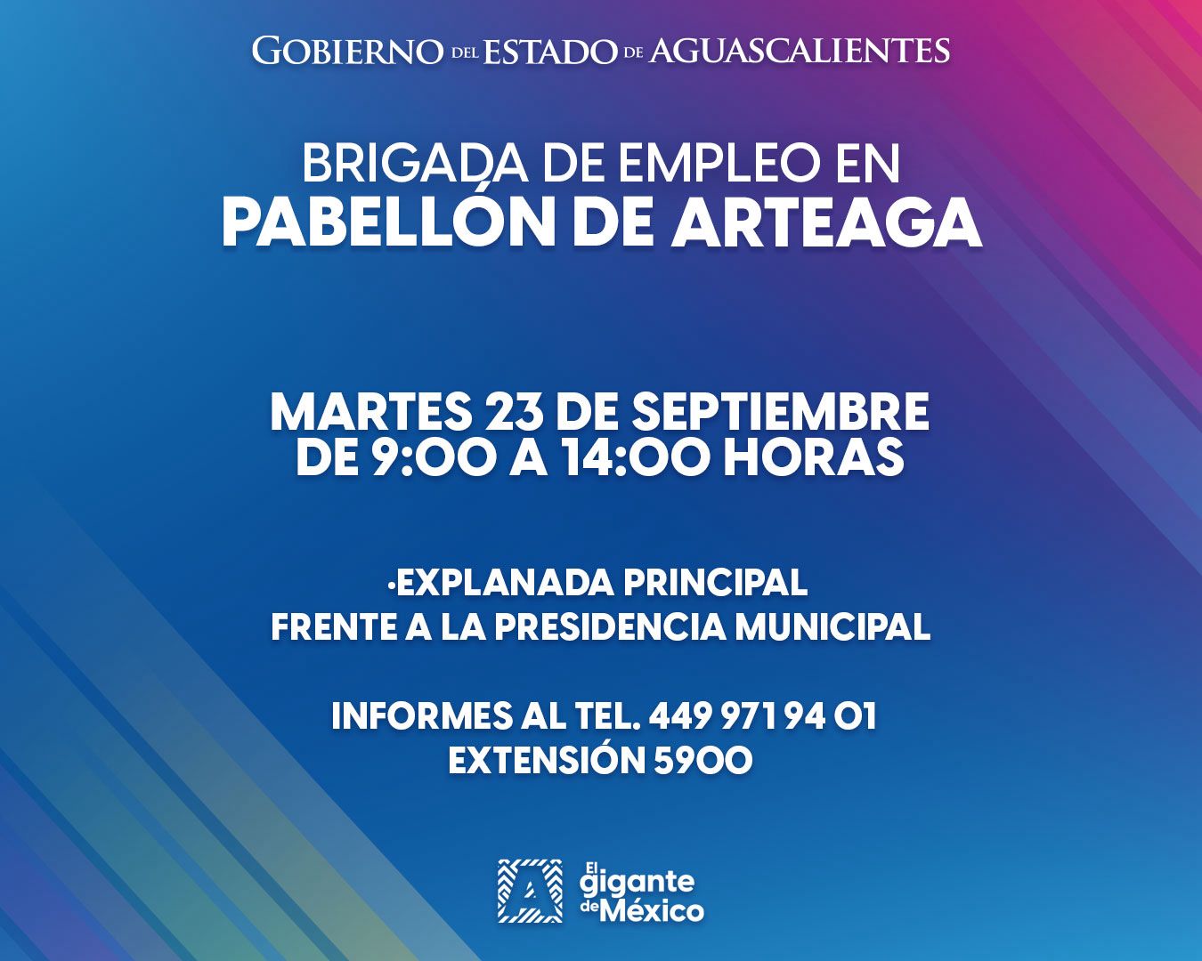 👜👩🏻‍💼👨🏻‍💼Este martes habrá Brigada de Empleo en Pabellón de Arteaga.