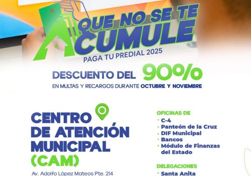 INVITA MUNICIPIO A APROVECHAR EL 90 POR CIENTO DE DESCUENTO EN MULTAS Y RECARGOS POR CONCEPTO DE PREDIAL