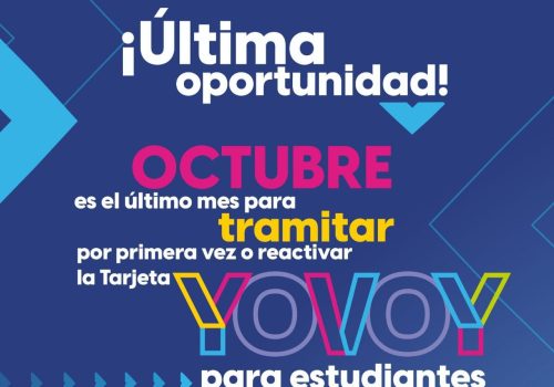 OCTUBRE ES EL ÚLTIMO MES PARA QUE ESTUDIANTES TRAMITEN LA TARJETA YOVOY
