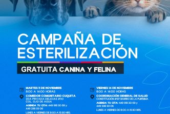 ANUNCIAN ISSEA Y COORDINACIÓN GENERAL DE SALUD MUNICIPAL NUEVAS JORNADAS DE ESTERILIZACIÓN CANINAS Y FELINAS