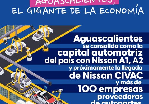 Aguascalientes es la capital automotriz de México con más de 100 empresas proveedoras de autopartes, dos plantas de Nissan y, próximamente, la llegada de Nissan CIVAC y parte de la producción de Nissan Argentina.