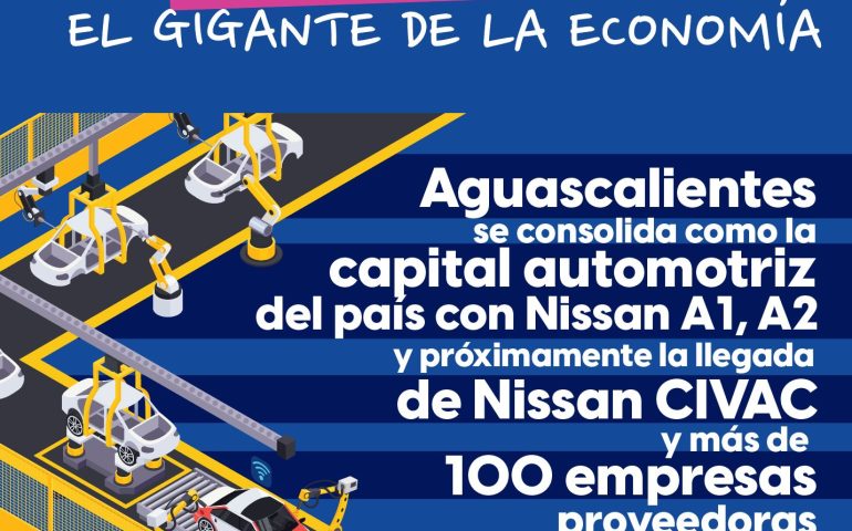 Aguascalientes es la capital automotriz de México con más de 100 empresas proveedoras de autopartes, dos plantas de Nissan y, próximamente, la llegada de Nissan CIVAC y parte de la producción de Nissan Argentina.