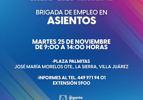 💼👨🏻‍💼Brigada de Empleo este martes en Villa Juárez, Asientos