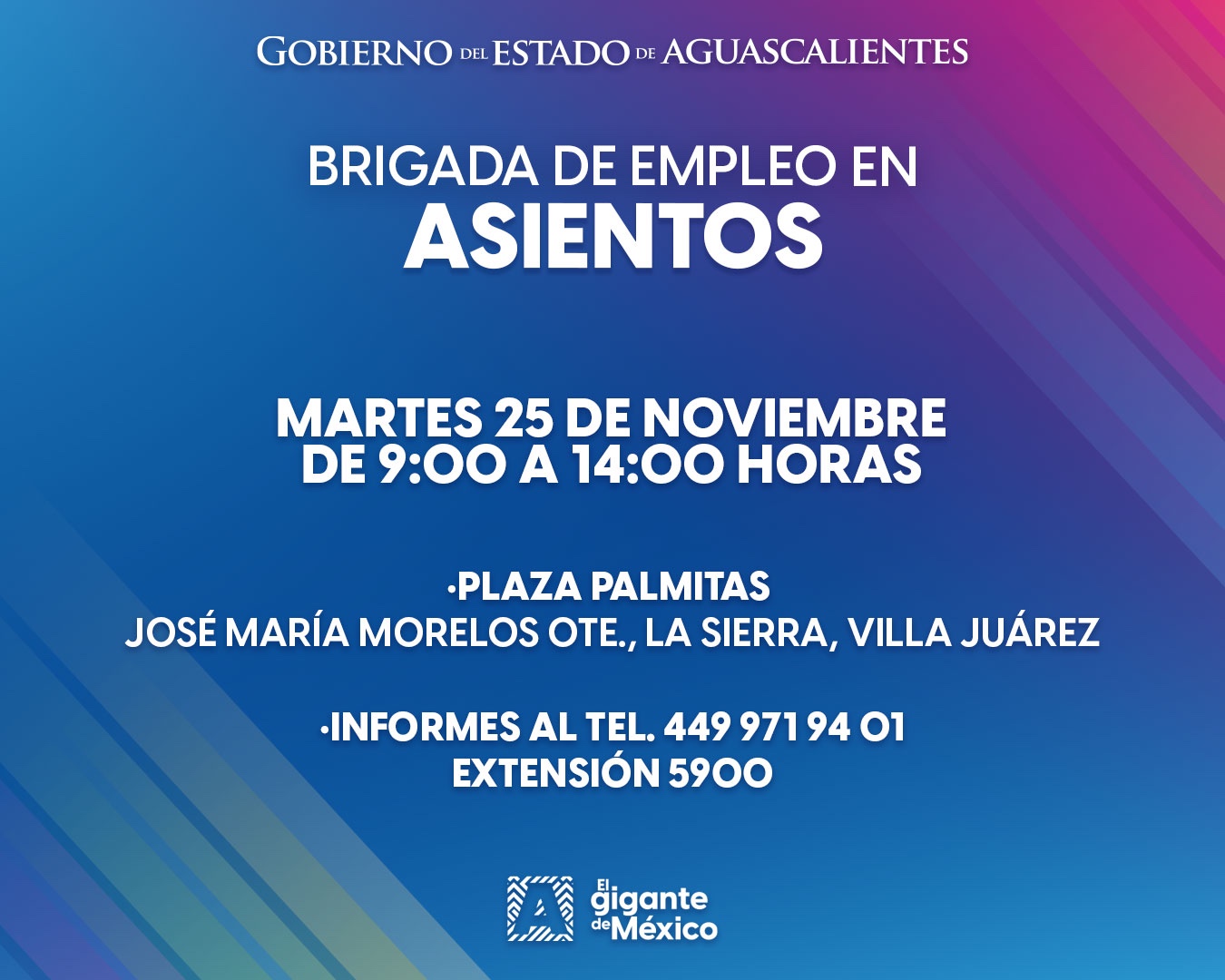 💼👨🏻‍💼Brigada de Empleo este martes en Villa Juárez, Asientos
