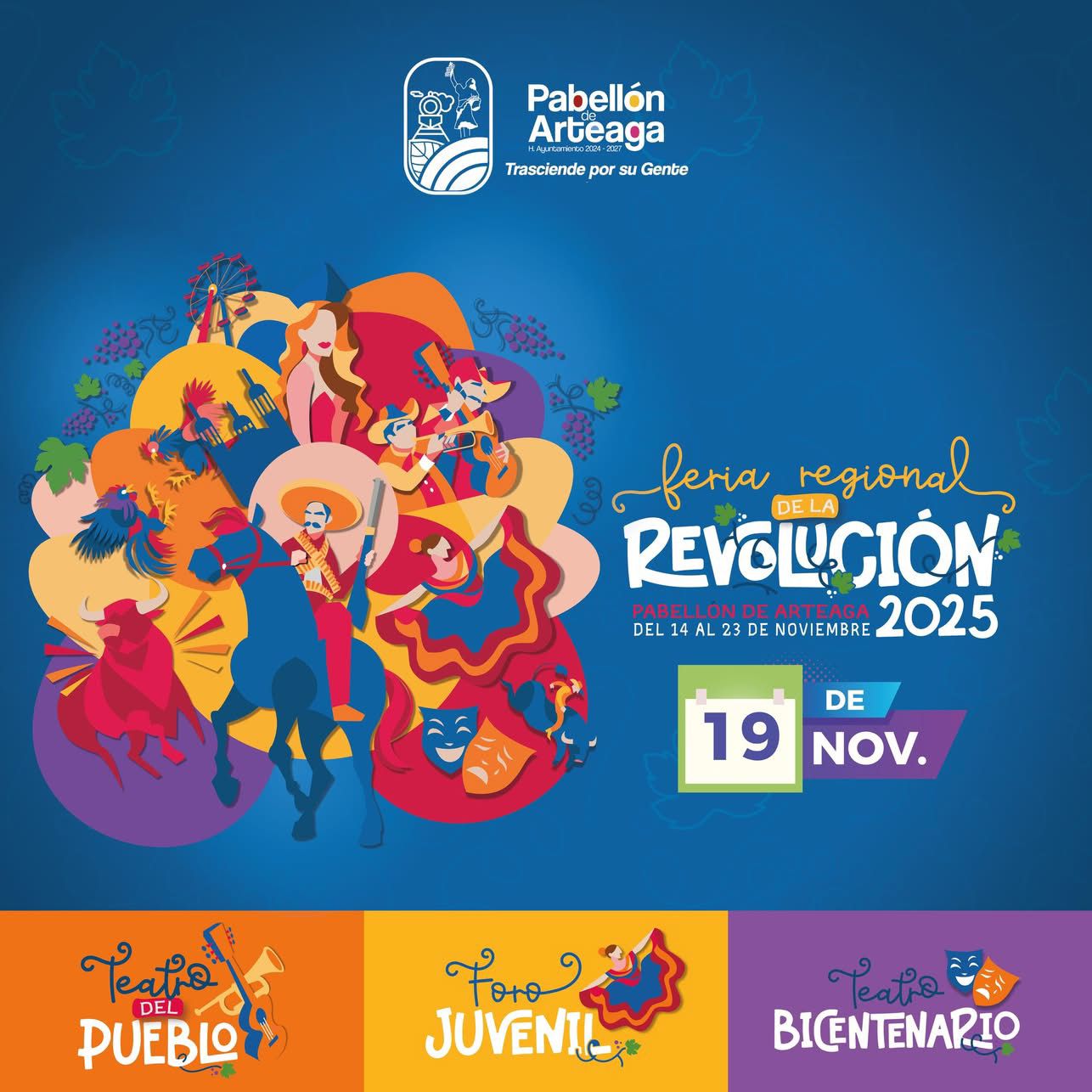 🎉 ¡Hoy, 19 de noviembre, Pabellón de Arteaga sigue de fiesta! 🇲🇽